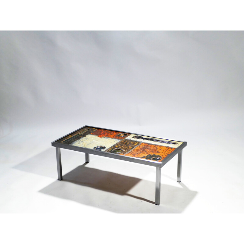 Vintage low table in ceramic by Robert & Jean Cloutier