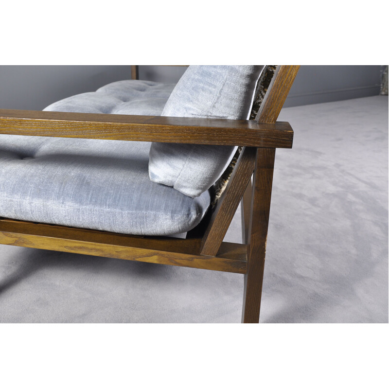 Canapé Vintage à 3 places Scandinave avec bois et tissu