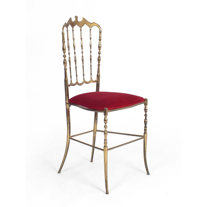Vintage Chair in brass and velvet by Chiavari