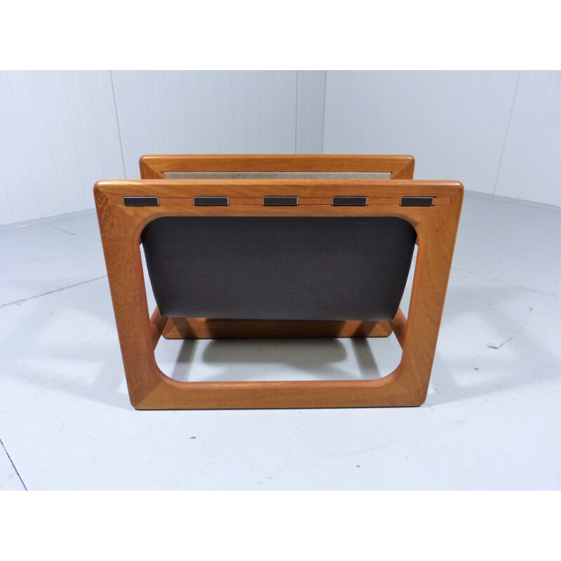 Danish Vintage Magazine rack teak and leather