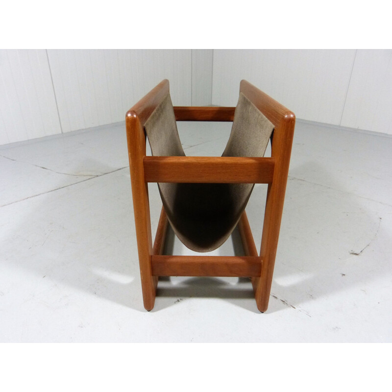 Danish Vintage Magazine rack teak and leather