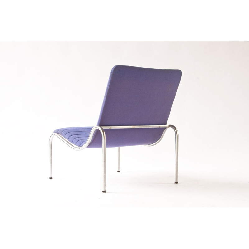 "703" lounge chair in chromed metal and purple fabric, Kho LIANG IE - 1970s