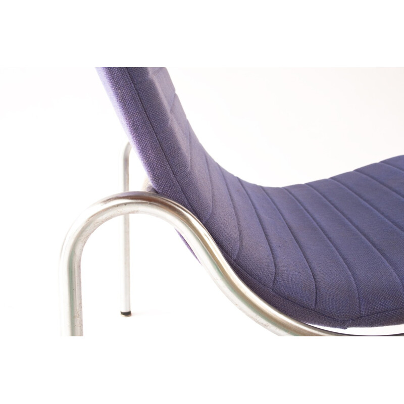 "703" lounge chair in chromed metal and purple fabric, Kho LIANG IE - 1970s