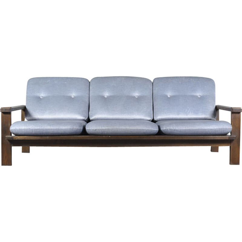 Scandinavian Vintage 3 Seater Sofa with wood and fabric