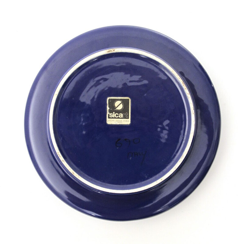 Vintage blue ashtray in ceramic by Boccato Gigante Zambusi for Sicart