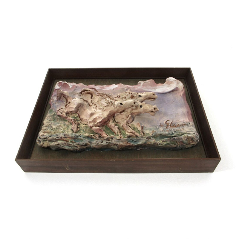 Céramique d'Albisola vintage en relief par Umberto Ghersi