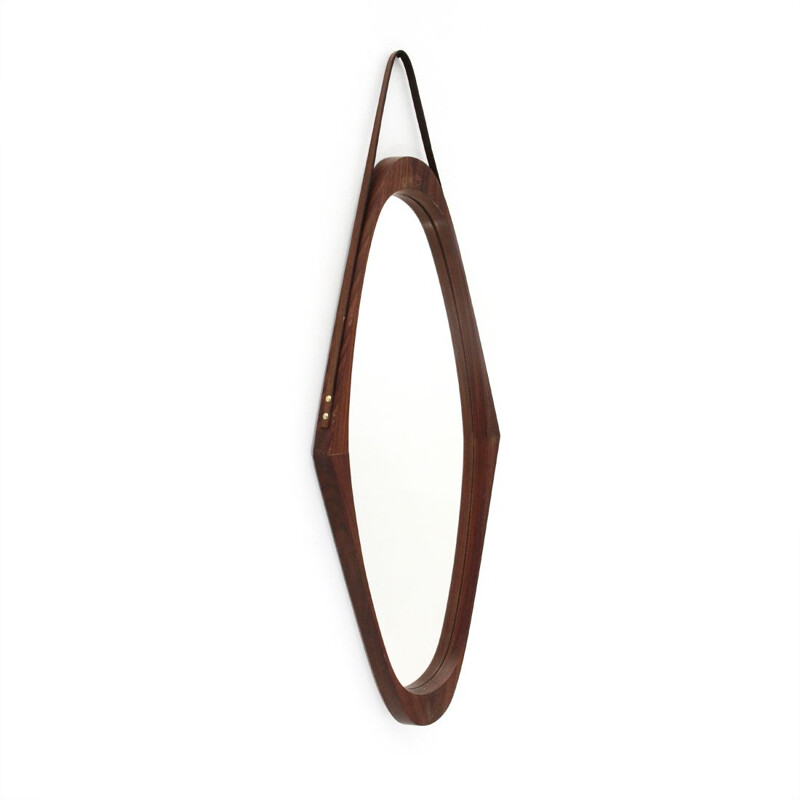 Italian vintage teak frame mirror