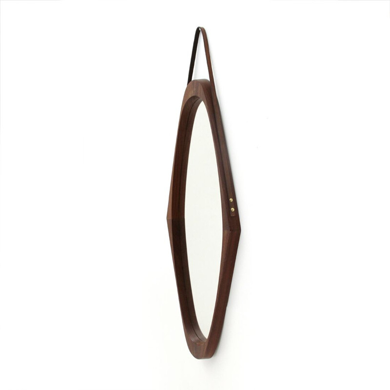 Italian vintage teak frame mirror