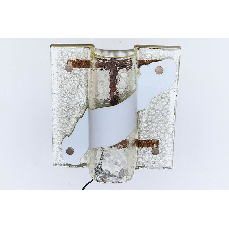 Vintage wall lamp by Carlo Nason in Murano glass and white cast