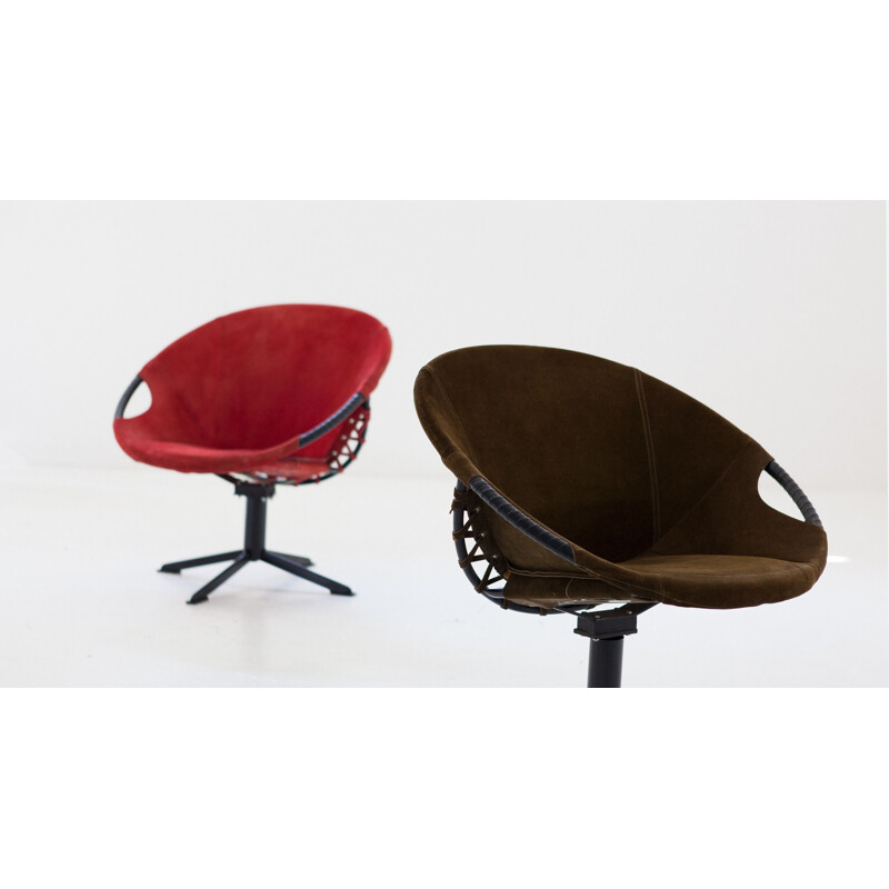 Ensemble de 2 fauteuils vintage en cuir