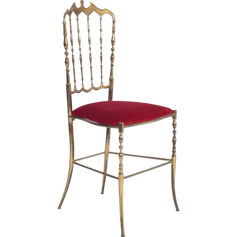 Vintage Chair in brass and velvet by Chiavari