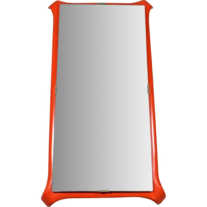 Miroir Vintage Orange éclairé en fer et verre