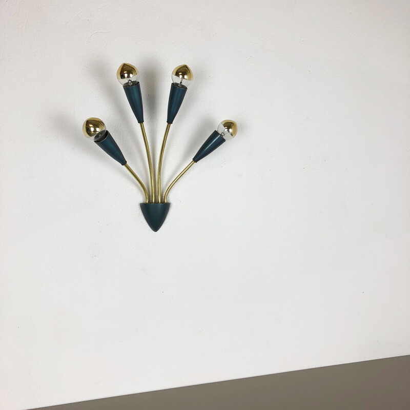 Lampada da parete blu vintage in metallo, Italia
