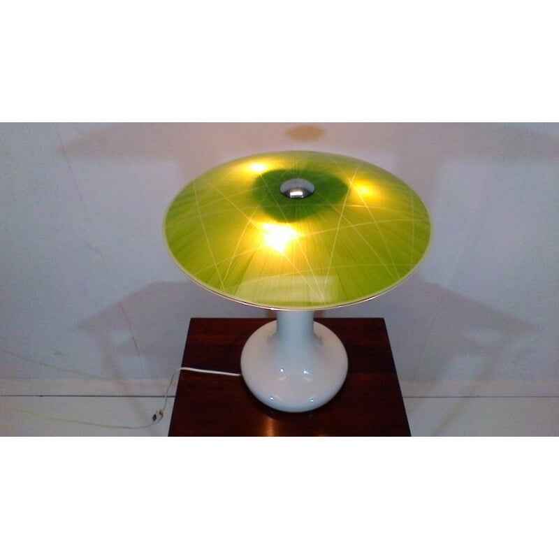 Vintage "all-in-glass" green table lamp