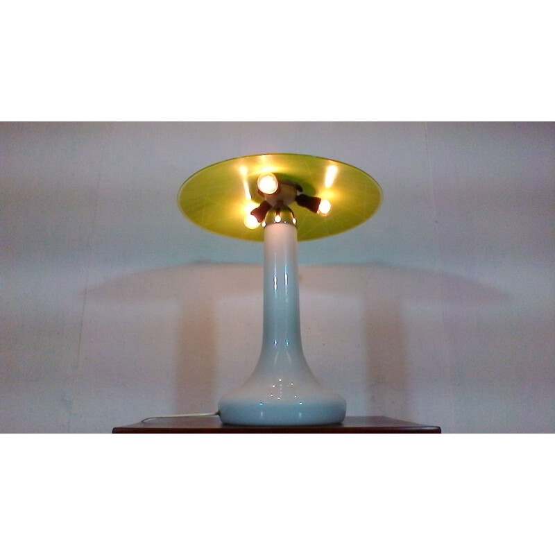 Vintage "all-in-glass" green table lamp