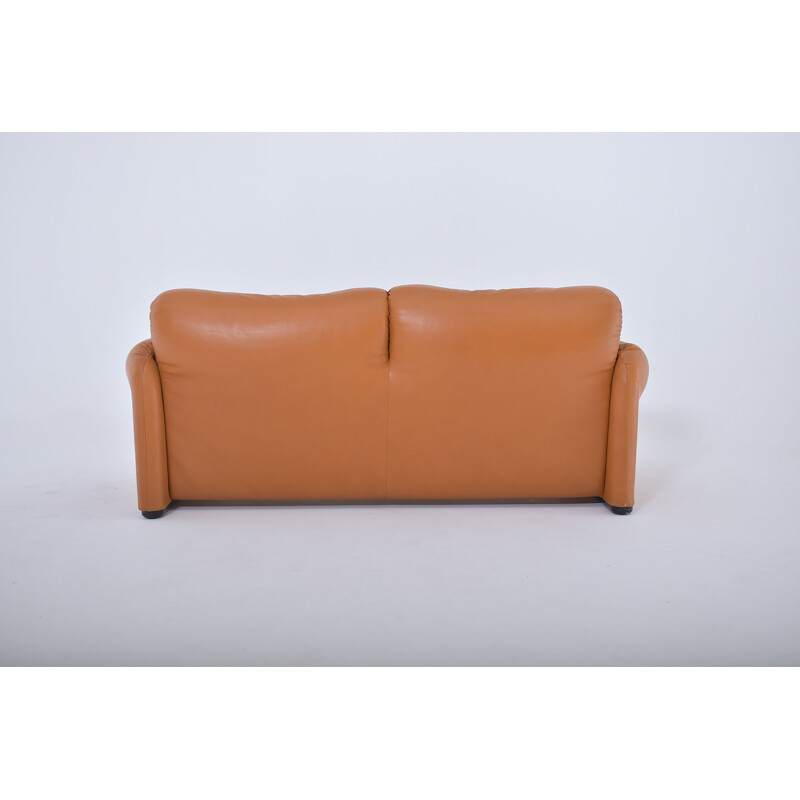 Vintage 2-seater sofa in leather by Vico Magistretti for Cassina