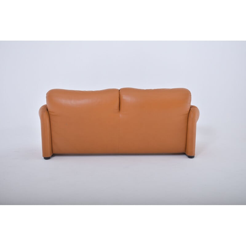 Vintage 2-seater sofa in leather by Vico Magistretti for Cassina