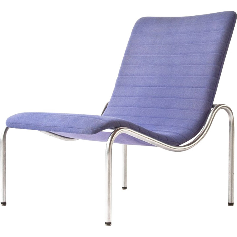 Fauteuil lounge modèle 703 en métal chromé et tissu violet, Kho LIANG IE - 1960
