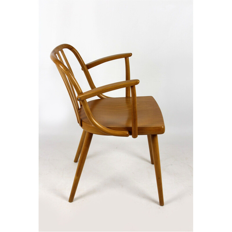 Set of 2 Czech Wooden Armchairs by Antonin Suman for TON