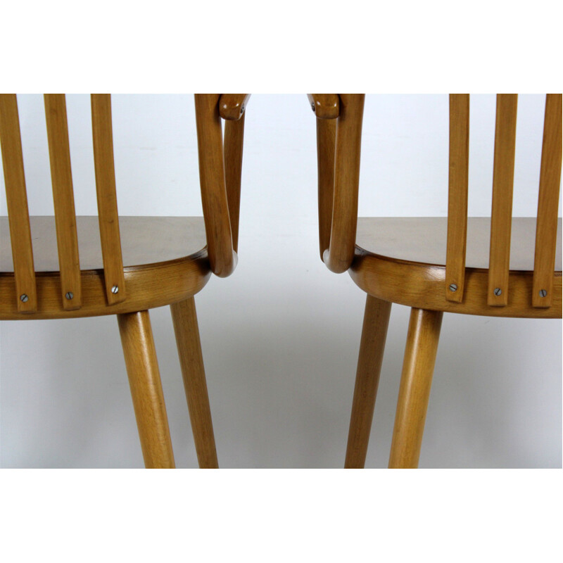 Set of Two Czech Wooden Armchairs by Antonin Suman for TON