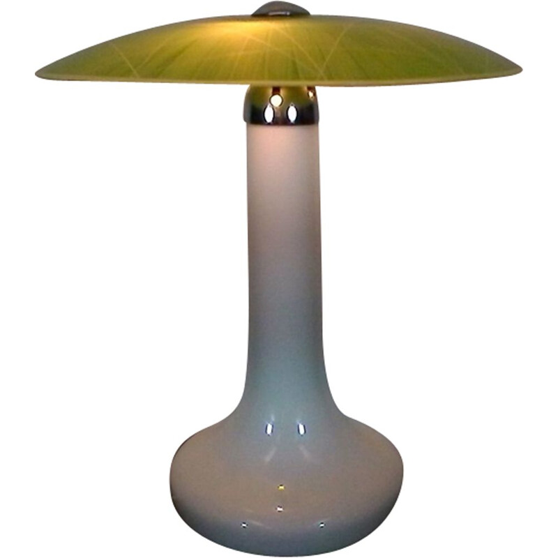 Vintage "all-in-glass" green table lamp