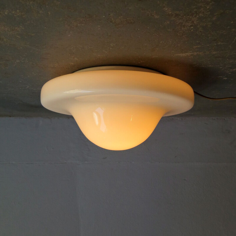 Vintage ceiling lamp in opaline glass