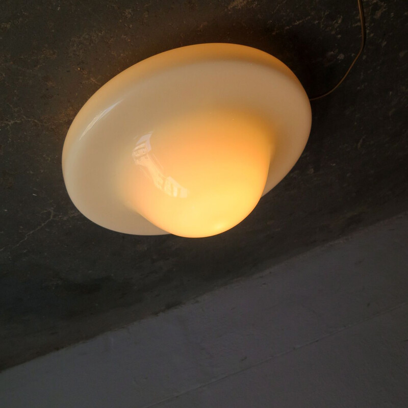 Vintage ceiling lamp in opaline glass