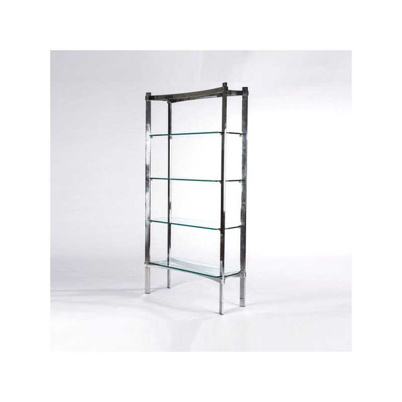 Vintage merrow associates glass and chrome shelves by Richard Young