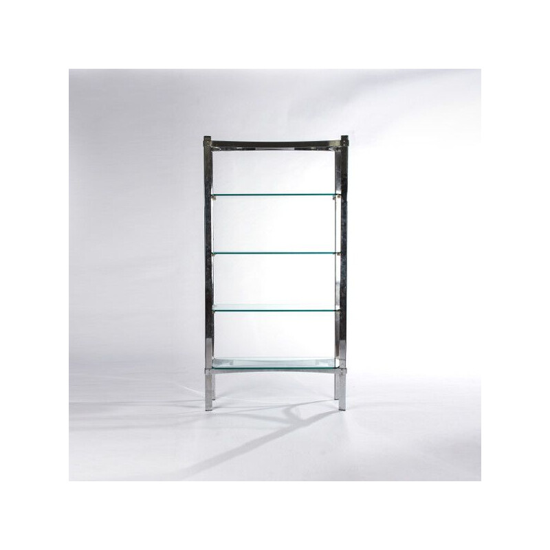 Vintage merrow associates glass and chrome shelves by Richard Young