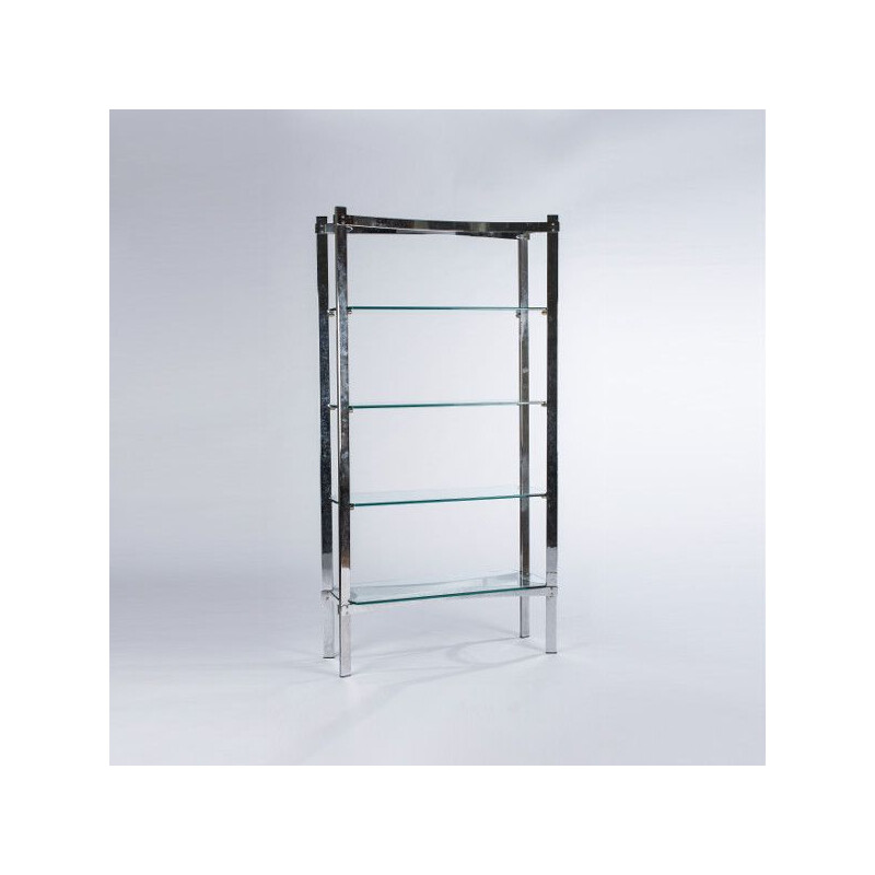 Vintage merrow associates glass and chrome shelves by Richard Young
