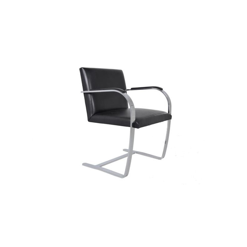 Brno armchair in black leather and polished metal, Ludwig MIES VAN DER ROHE - 1960s