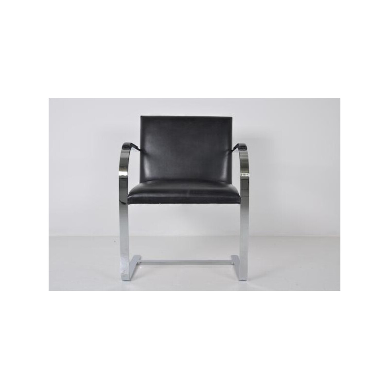 Brno armchair in black leather and polished metal, Ludwig MIES VAN DER ROHE - 1960s