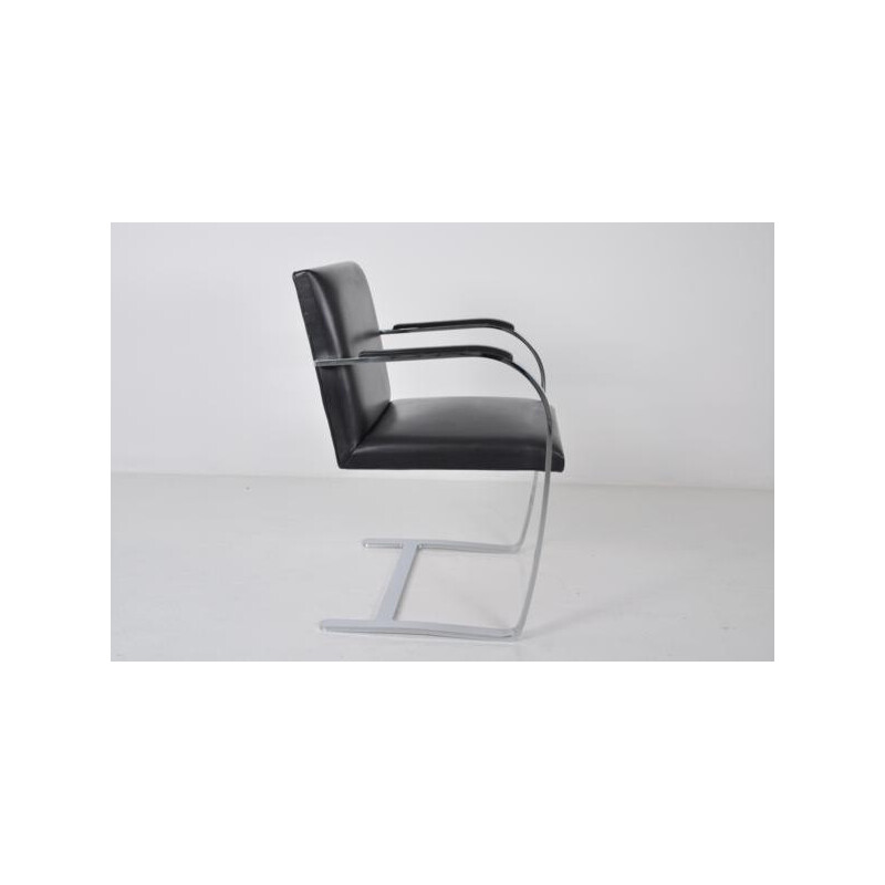 Brno armchair in black leather and polished metal, Ludwig MIES VAN DER ROHE - 1960s