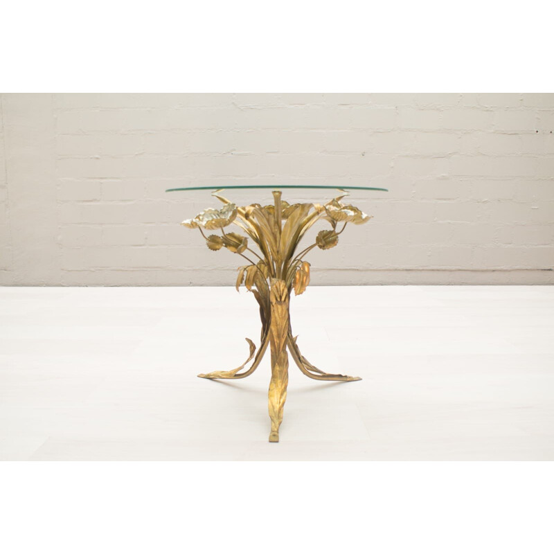 Vintage Florentine coffee table with metal flower by Hans Kögl
