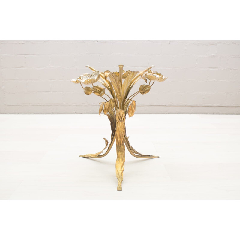 Vintage Florentine coffee table with metal flower by Hans Kögl