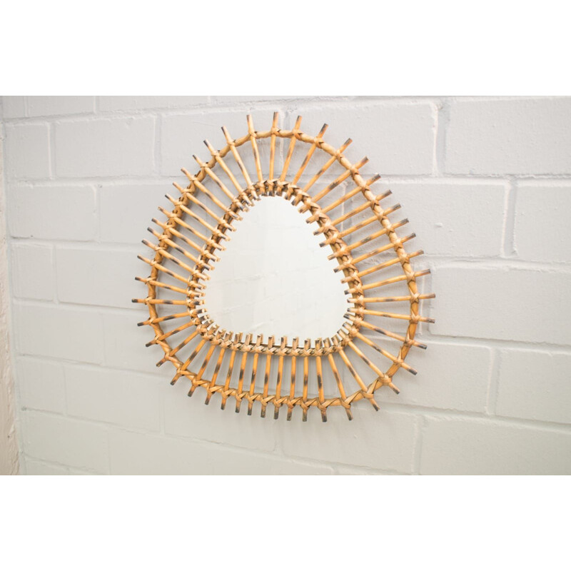 Vintage French mirror with rattan frame