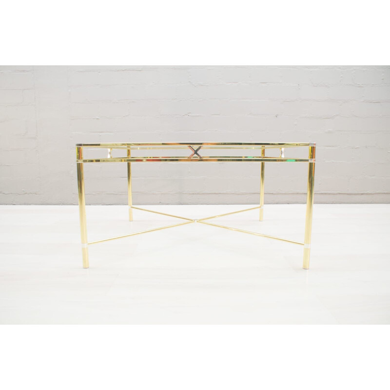 Vintage two-tone metal and glass coffee table, France 1970