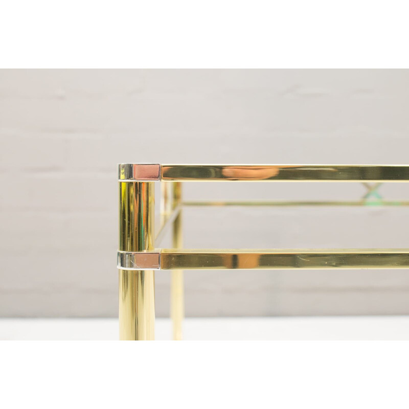 Vintage two-tone metal and glass coffee table, France 1970
