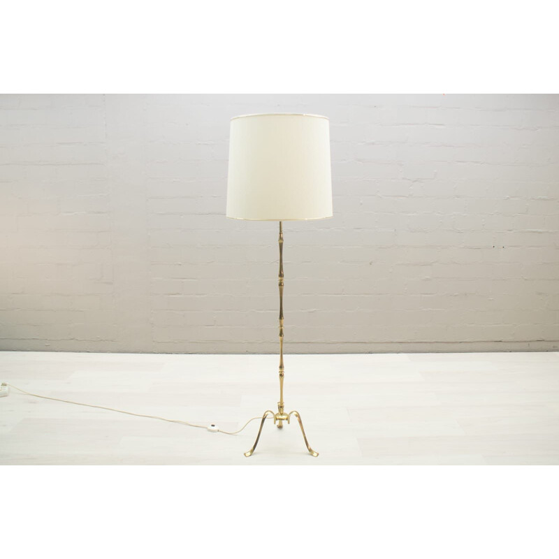 Vintage tripod floor lamp in brass