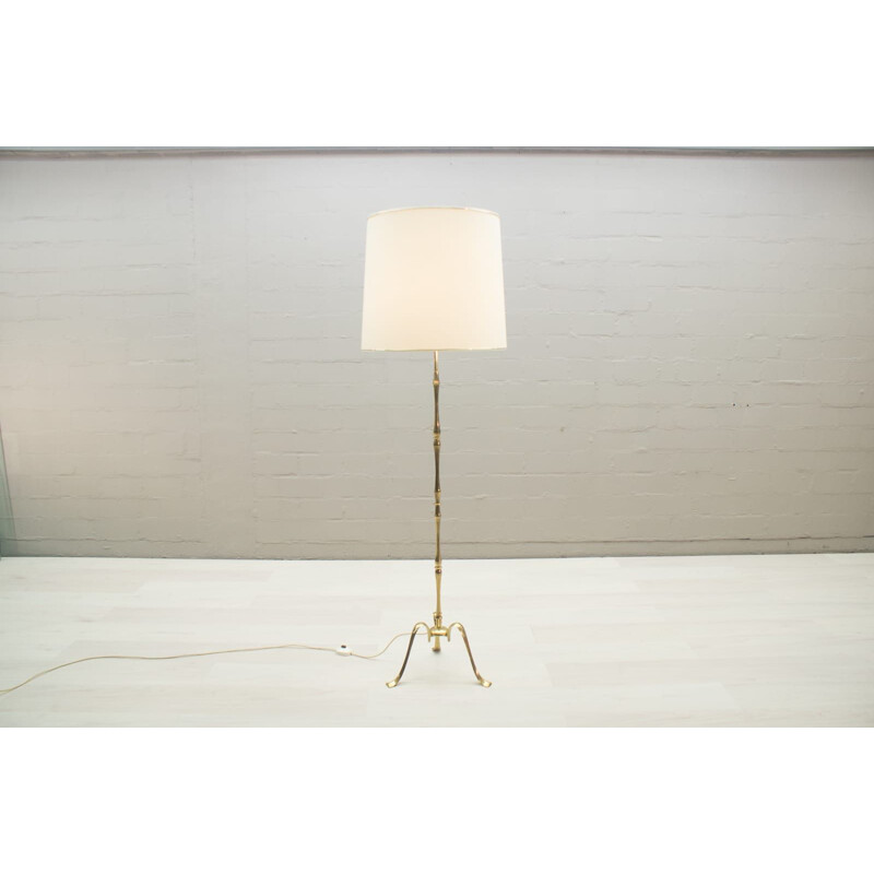 Vintage tripod floor lamp in brass