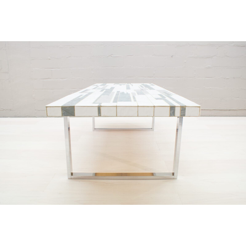 Vintage German coffee table in mosaic and chrome