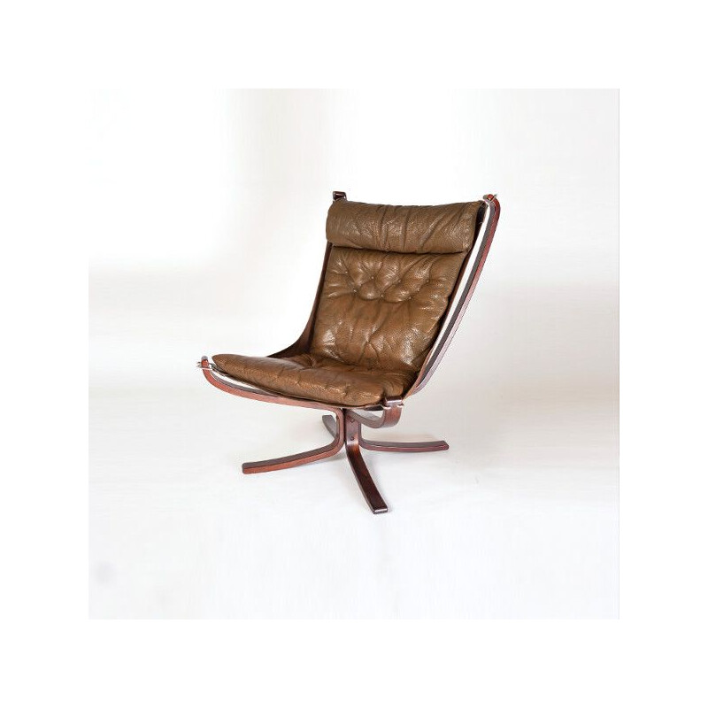 Vintage "Falcon" leather armchair by Sigurd Ressell