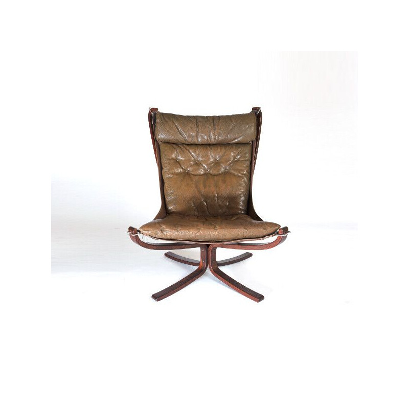 Vintage "Falcon" leather armchair by Sigurd Ressell