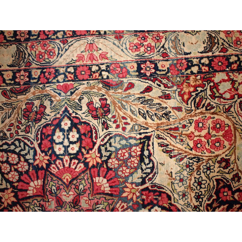 Vintage handmade Persian Kerman Lavar carpet