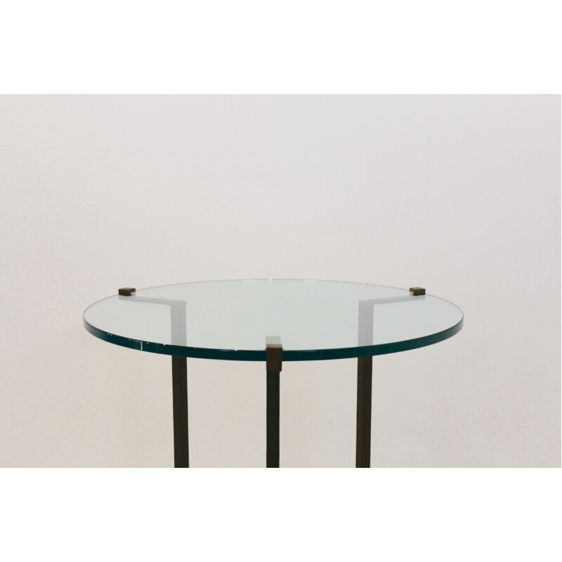 Table d'appoint de Peter Ghyczy en laiton et verre 