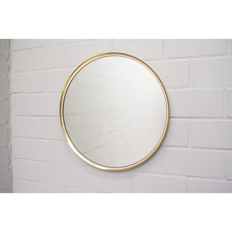 Vintage German Brass Mirror from Vereinigte Werkstätten München