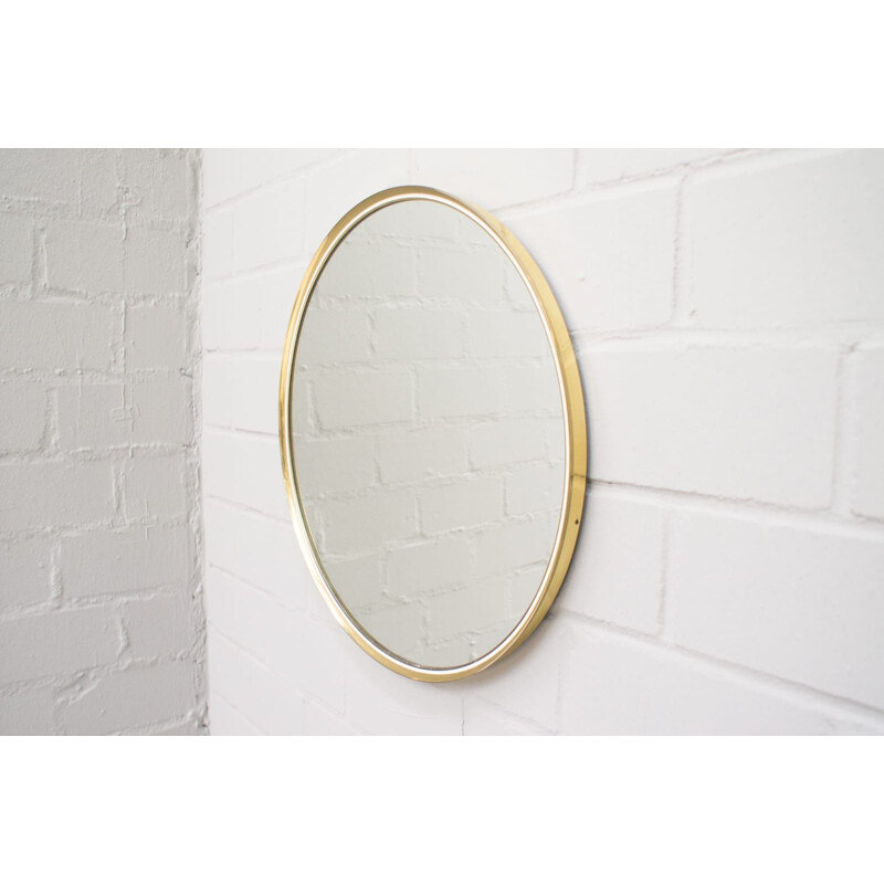 Vintage German Brass Mirror from Vereinigte Werkstätten München