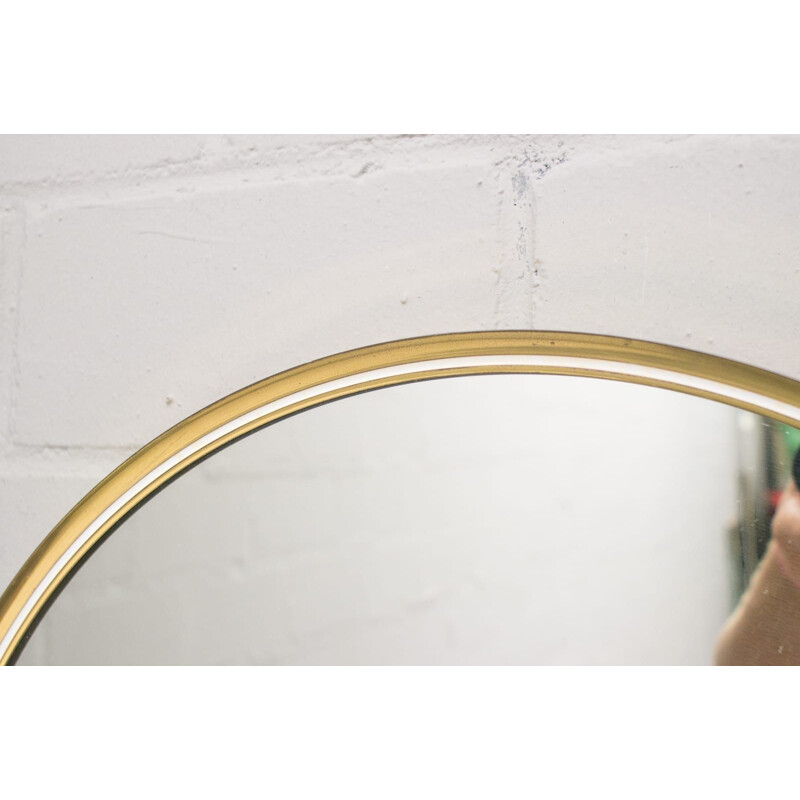 Vintage German Brass Mirror from Vereinigte Werkstätten München