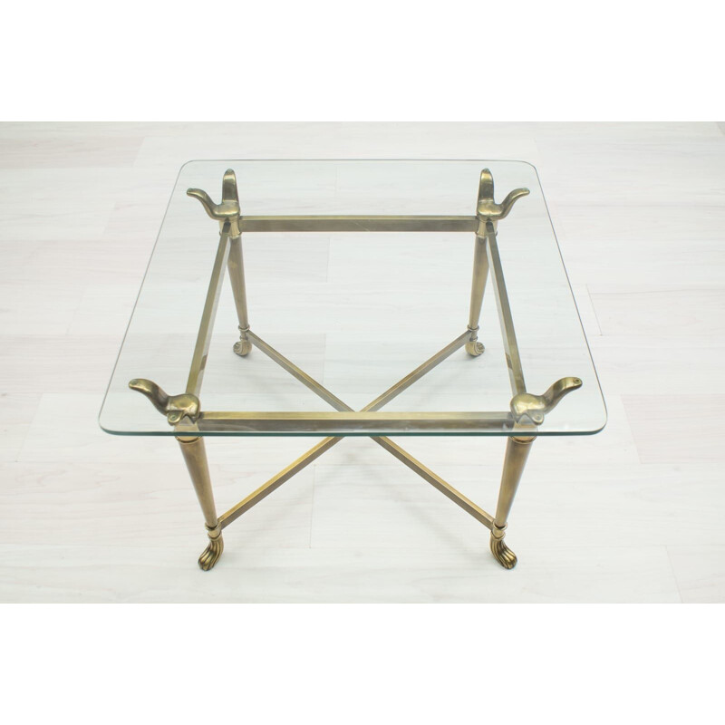 Set of 2 Italian Modern Brass & Glass Tables