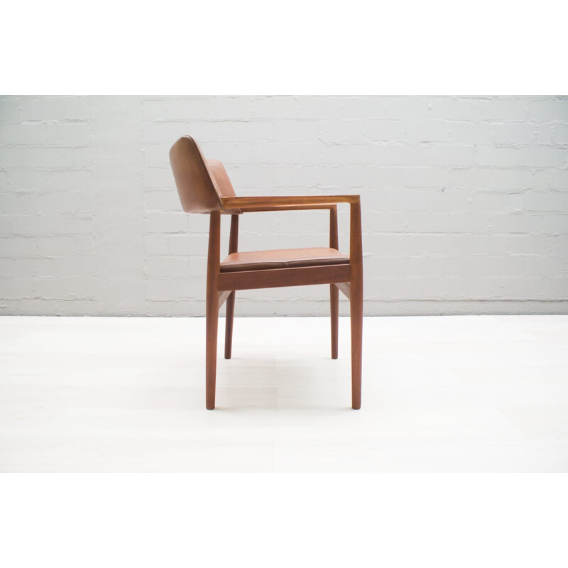 Scandinavian Teak and Leather Side Chair